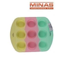 MOLDE DE SILICONA X 9 CUPCAKE O MUFFINS DE 6 CM.