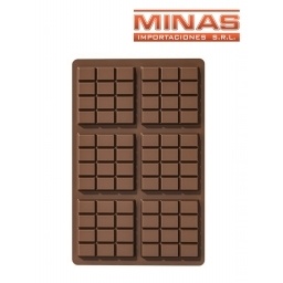 MOLDE DE SILICONA X 6 BARRAS DE CHOCOLATE DE 8 CM X 8 CM C/U.