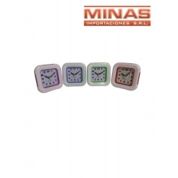 RELOJ DESP. + LUZ  X 9,5 CM,CUADRADO.