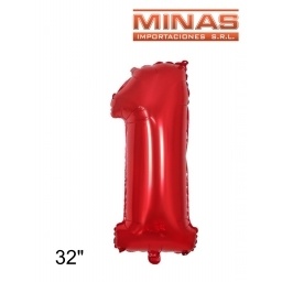 GLOBO N 1, DE 32 EN BOLSA,ROJO.