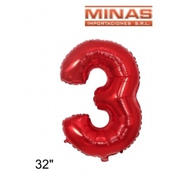 GLOBO N 3, DE 32 EN BOLSA,ROJO.