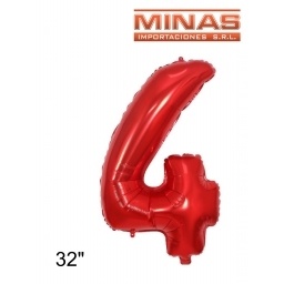 GLOBO N 4, DE 32 EN BOLSA,ROJO.