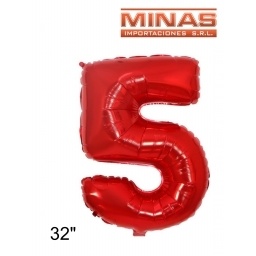 GLOBO N 5, DE 32 EN BOLSA,ROJO.