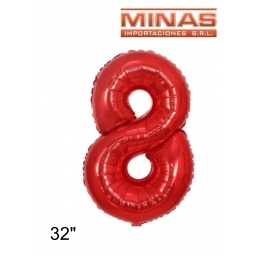 GLOBO N 8, DE 32 EN BOLSA,ROJO.