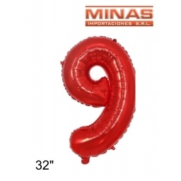 GLOBO N 9, DE 32 EN BOLSA,ROJO.