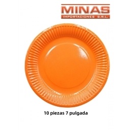 PLATOS DESCARTABLES DE 18 CM X 10 UND,NARANJA.