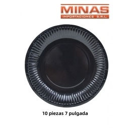 PLATOS DESCARTABLES DE 18 CM X 10 UND,NEGRO.