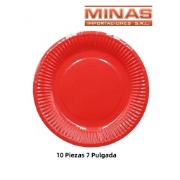 PLATOS DESCARTABLES DE 18 CM X 10 UND,ROJO.
