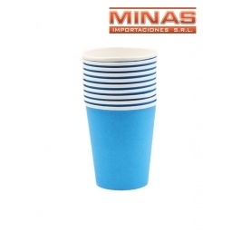 VASOS DESCARTABLES DE 250 ml  X 10 UND,CELESTE.