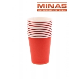 VASOS DESCARTABLES DE 250 ml  X 10 UND,ROJO.