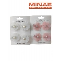 PINZAS X 4 UND,CON FLORCITAS X 12 PCS, $ 30 EL SET.