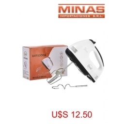 BATIDORA MANUAL DE 100 W, 7 VELOCIDADES.