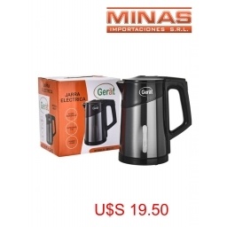 JARRA ELECTRICA X 1.5 L, 1500 W,AC. INOX, NEGRA.