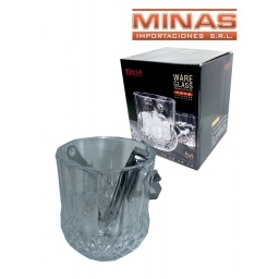 HIELERA DE VIDRIO X 13.5 CM + PINZA DE METAL.