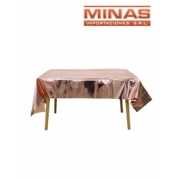 MANTEL DE CUMPLEAOS ROSA GOLD, 140 CM X 185 CM.