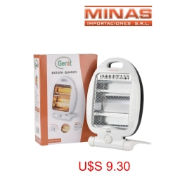 ESTUFA CUARZO DE 2 TUBOS, 400/800 W,CON INTERRUPTOR DE CAIDA.
