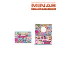 PETACA DE 25 SOMBRAS + 4 RUBORES + LABIAL +  ESMALTE +BRILLO + 4 ACCESORIOS + ESPEJO.