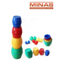 JUEGO APILABLE,BARRILES X  9 PCS, EN CAJA.