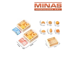 CAJON SIMIL MADERA + 6 BIZCOCHOS.