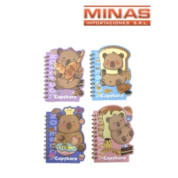 LIBRETA CAPIBARA A5 CON ESPIRAL,4 DISEOS.