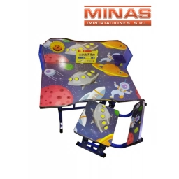 ESCRITORIO + SILLA, ABACO Y RELOJ, 70 CM X 45 CM, ASTRONAUTA.