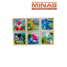 PUZZLE DE MADERA 11 CM X 11 CM, 6 DISEOS.