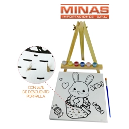 TRIPODE + LIENZO + PINTURAS,20 CM X 20 C