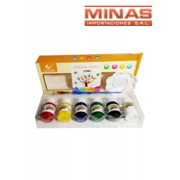 PALETA + PINCEL + 6 PINTURAS DE DEDOS DE 25 ML.