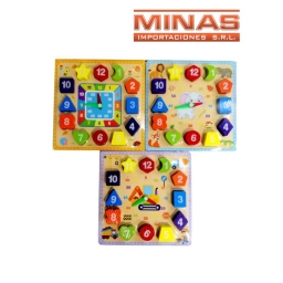 PUZZLE RELOJ,18 CM X 18 CM. DE MADERA.
