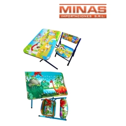 ESCRITORIO 60 CM X 40 CM + SILLITA , DINOS CON ABECEDARIO Y N.