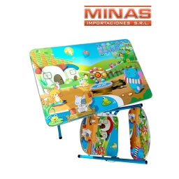 ESCRITORIO 60 CM X 40 CM + SILLITA , CASITA CON ANIMALITOS.