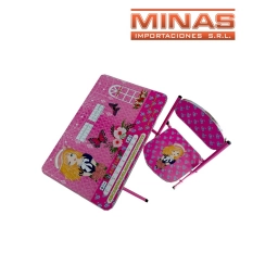 ESCRITORIO 60 CM X 40 CM + SILLITA , MUECA CON ABECEDARIO Y N.