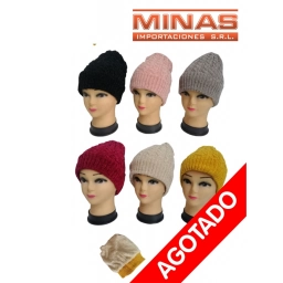 GORRO DE LANA,CHENILLE,FORRADO, 6 COLORES