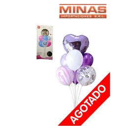 GLOBOS 7 PCS 6 DISEOS CON SOPORTE