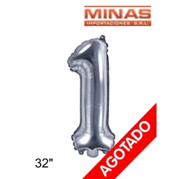 GLOBO N 1, DE 32 PULGADAS, PLATEADO.