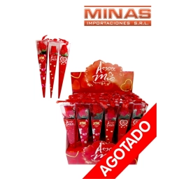 CONO CON PIMPOLLO ROJO DE 30 CM X 24 UND,TE AMO $55 CU.