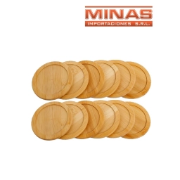 POSAVASOS DE BAMBU DE 10 CM X 12 PCS.