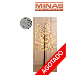 ARBOL DE 300 LUCES CALIDAS X 160 CM, CON BASE PLASTICA MARRON.