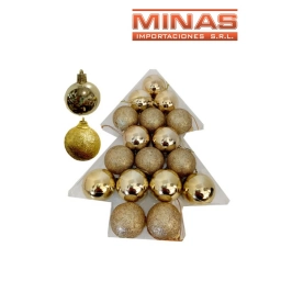 ESFERAS DE  NAV. 3 CM X 17 PCS, DORADO.