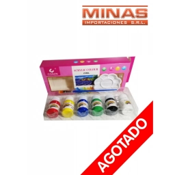 PALETA + PINCEL + 6 PINTURAS  ACRILICA DE 25 ML.