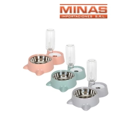 PLATO + DISPENSADOR PARA MASCOTAS