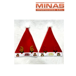 GORRO DE PAPA NOEL,DE FIELTRO, ASTAS DE RENOS Y CAMPANAS.