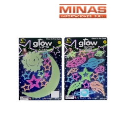 SET DE ESTRELLAS, LUNA, SOL Y PLANETAS,ADHESIVAS,FLUORESCENTES, 3 DISEOS.