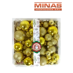 ESFERA DE NAVIDAD DE 4 CM, 5 CM Y 6 CM X 52 PCS, DOS DISE�OS EN DORADO.