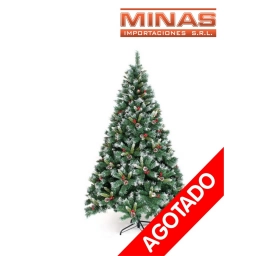 ARBOL STANDARD NEVADO CON PI�AS Y ADORNOS X 180 CM, 900 RAMAS, CON BASE DE METAL.