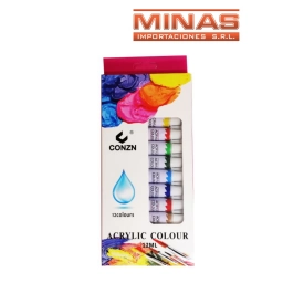 SET DE 12 POMOS DE PINTURA ACRILICA X 25 ml CU.