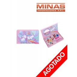 PETACA DE 14 SOMBRAS + 1 RUBOR + 2 LABIALES + 1 ESMALTE + 3 ACCESORIOS,