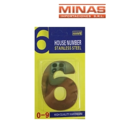 NUMERO 6 PARA PUERTA COLOR DORADO