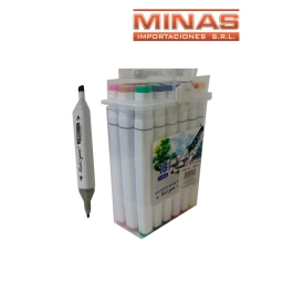 MARCADORES DOBLE PUNTA X 18 COLORES.