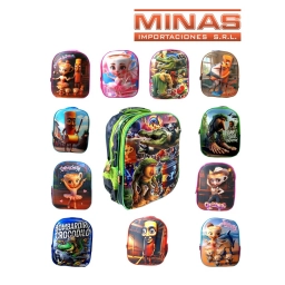 MOCHILA EN RELIEVE, 2 CIERRES,32 CM X 28 CM,BRAINROT, 12 DISE�OS.